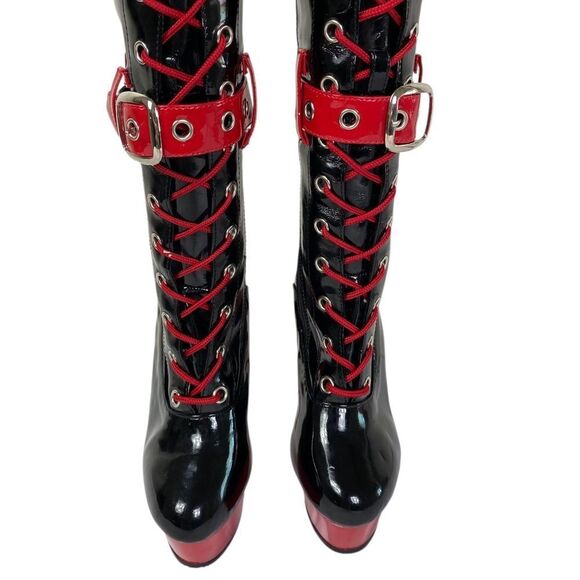 funtasma Medic 6 pleaser boots , red / black ,zip, lace up buckle - Picture 2 of 10